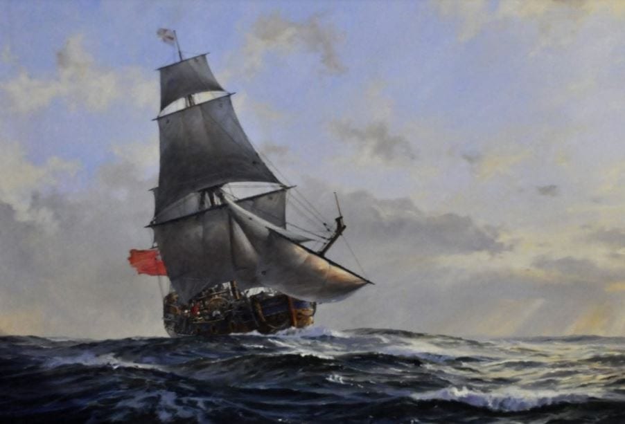 An Interesting Piece: HMS Nonsuch, Painting 1991 by Geoffrey Hunt